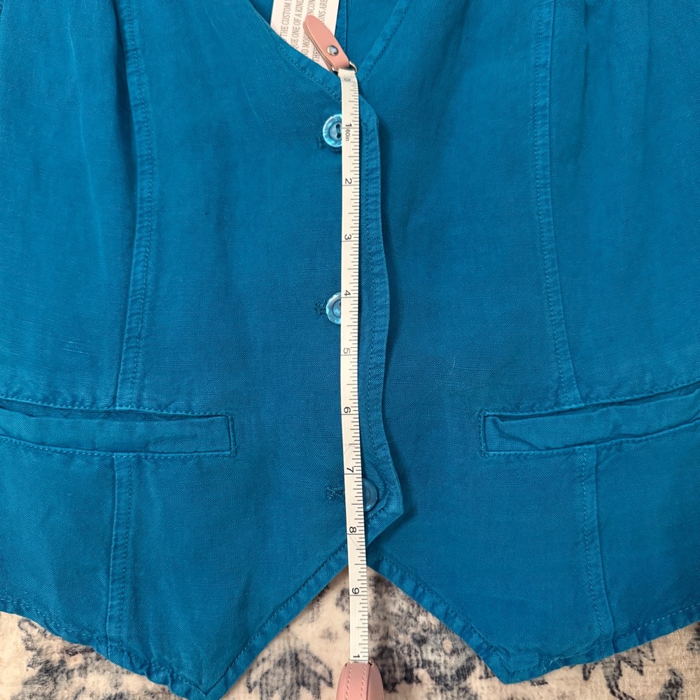 Young Fabulous & Broke| NWT Women’s Size large Linen Blend Cerulean Blue Vest - Picture 8 of 8